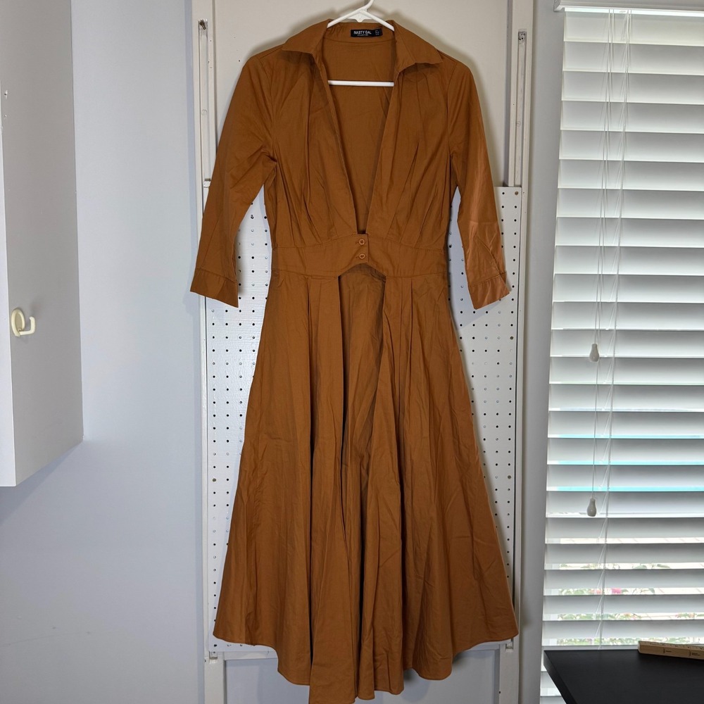 Nasty Gal Collection Shirt-Dressโ Women's Size 6 Mustard Buttons Collared Trench